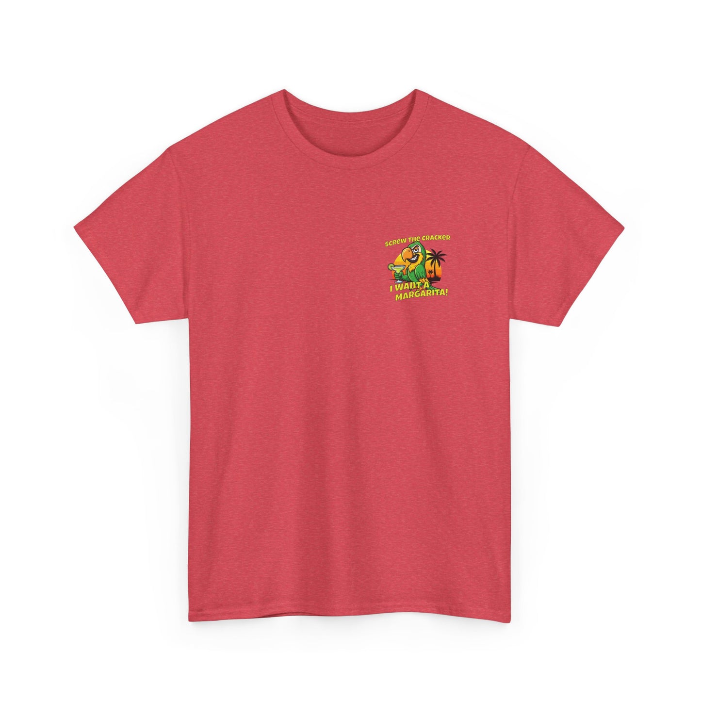 Screw the Cracker I Want a Margarita" T-Shirt Tropical Parrot Cocktail Tee