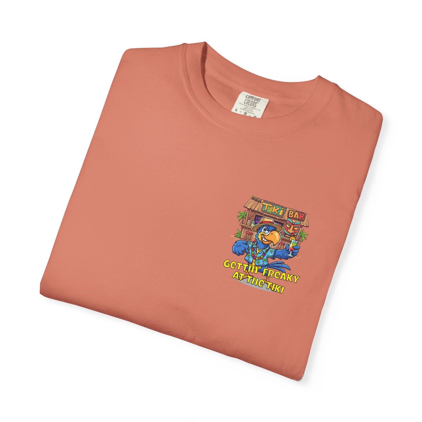 Gettin' Freaky at the Tiki Dancing Parrot Comfort Colors T-shirt