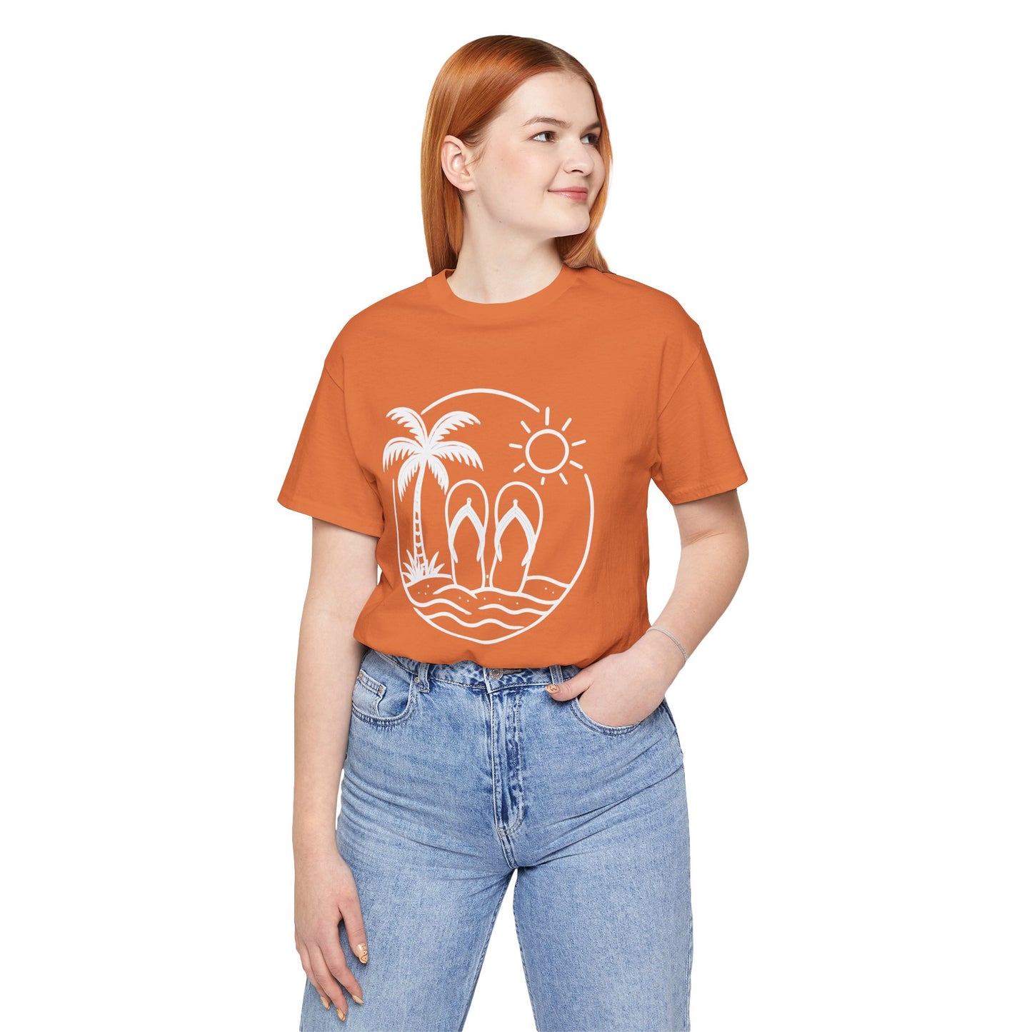Beach Flip Flop Palm Circle Graphic Tee