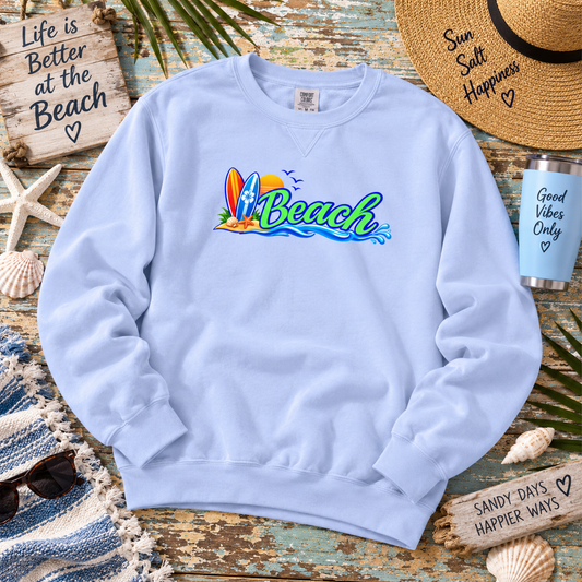 Beach Surf Vibes Crewneck Sweatshirt- Comfort Colors®
