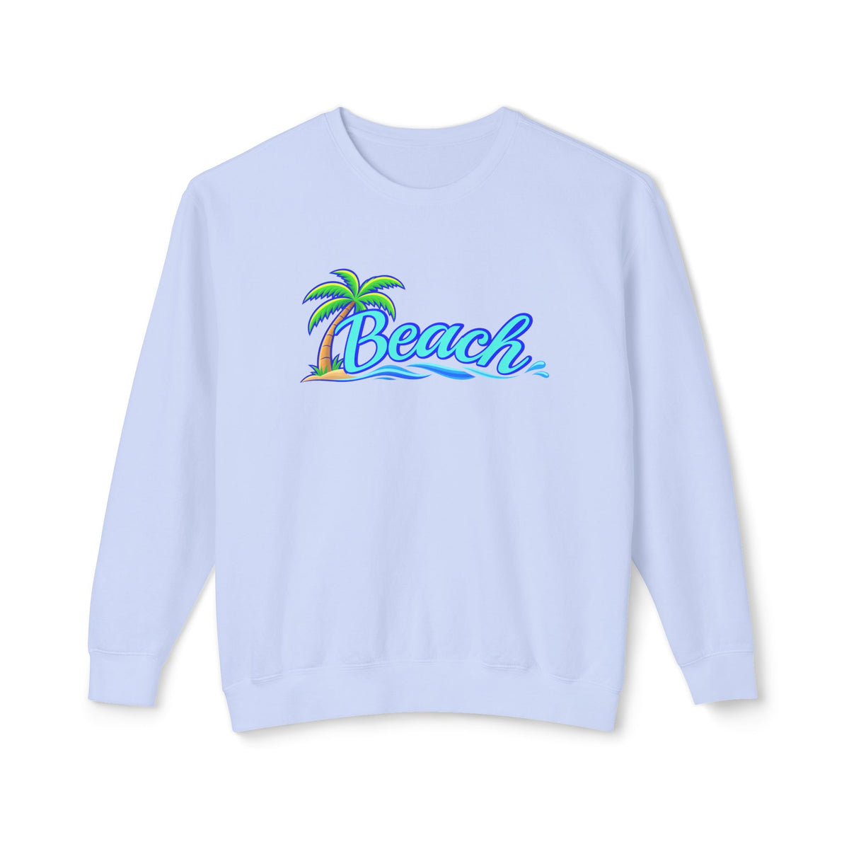 Beach Graphic Crewneck Sweatshirt — Palm Tree Retro Surf Vibe