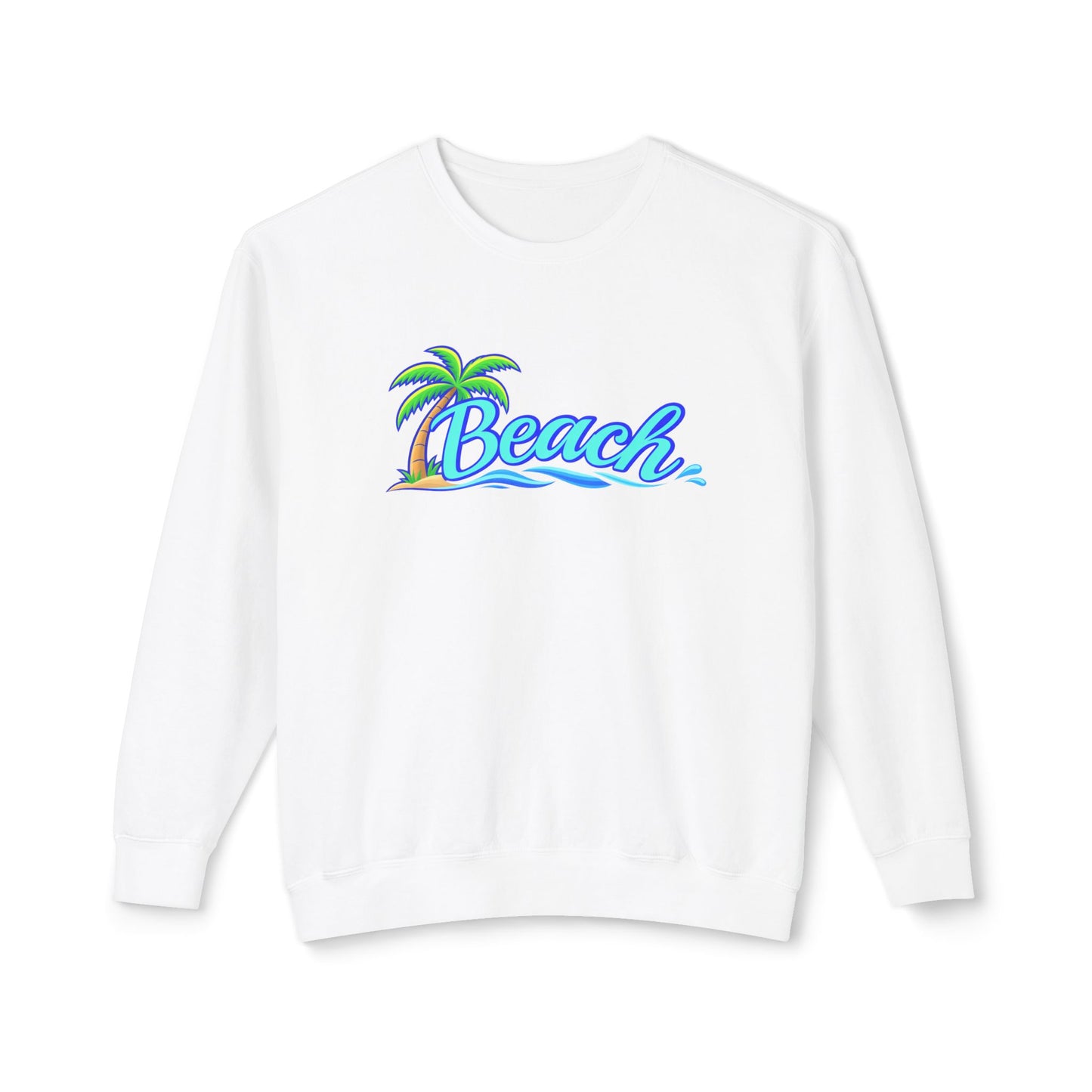 Beach Graphic Crewneck Sweatshirt — Palm Tree Retro Surf Vibe