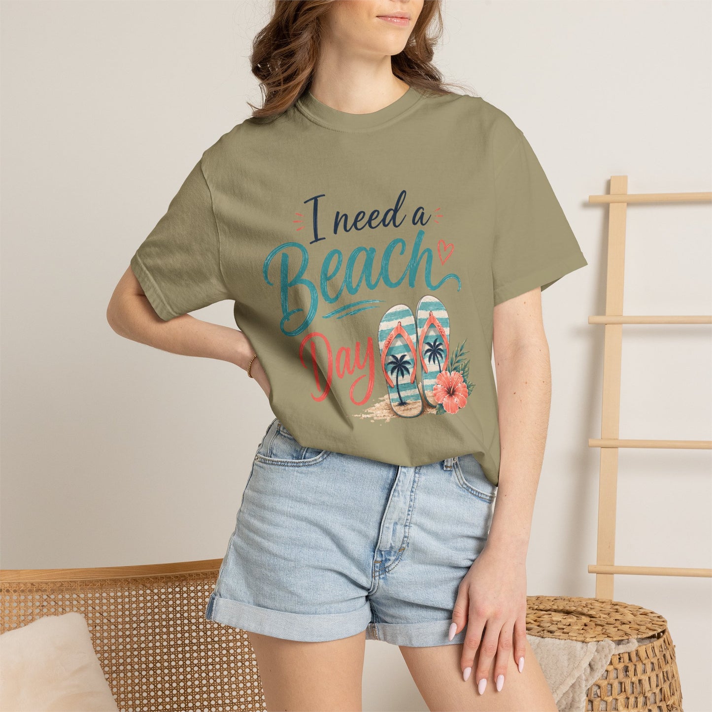 I Need a Beach Day T-Shirt – Women’s Summer Flip Flop Tropical Tee