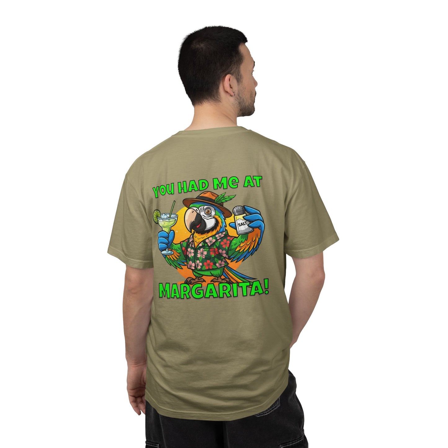 You Had Me at Margarita T-Shirt — Tropical Parrot Cocktail Tee