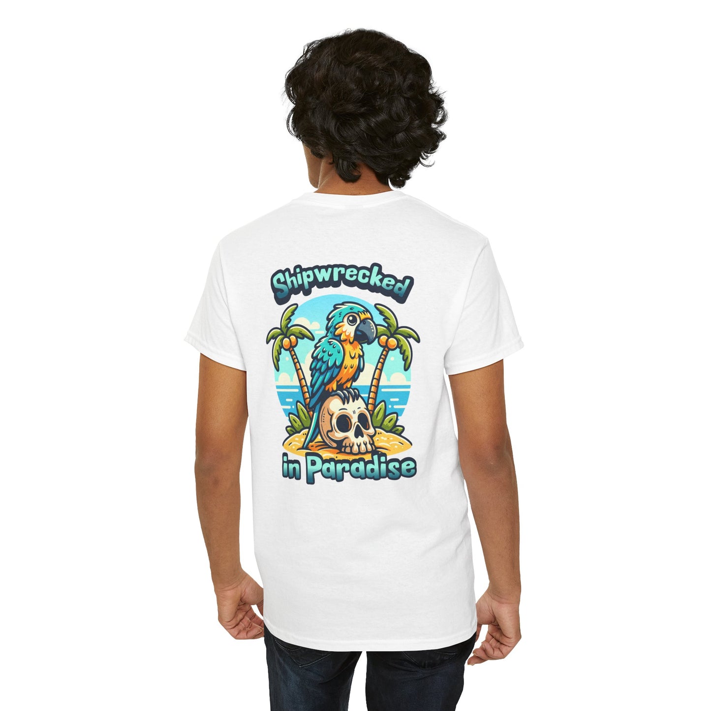 Shipwrecked in Paradise Tropical Unisex Heavy Cotton T-Shirt