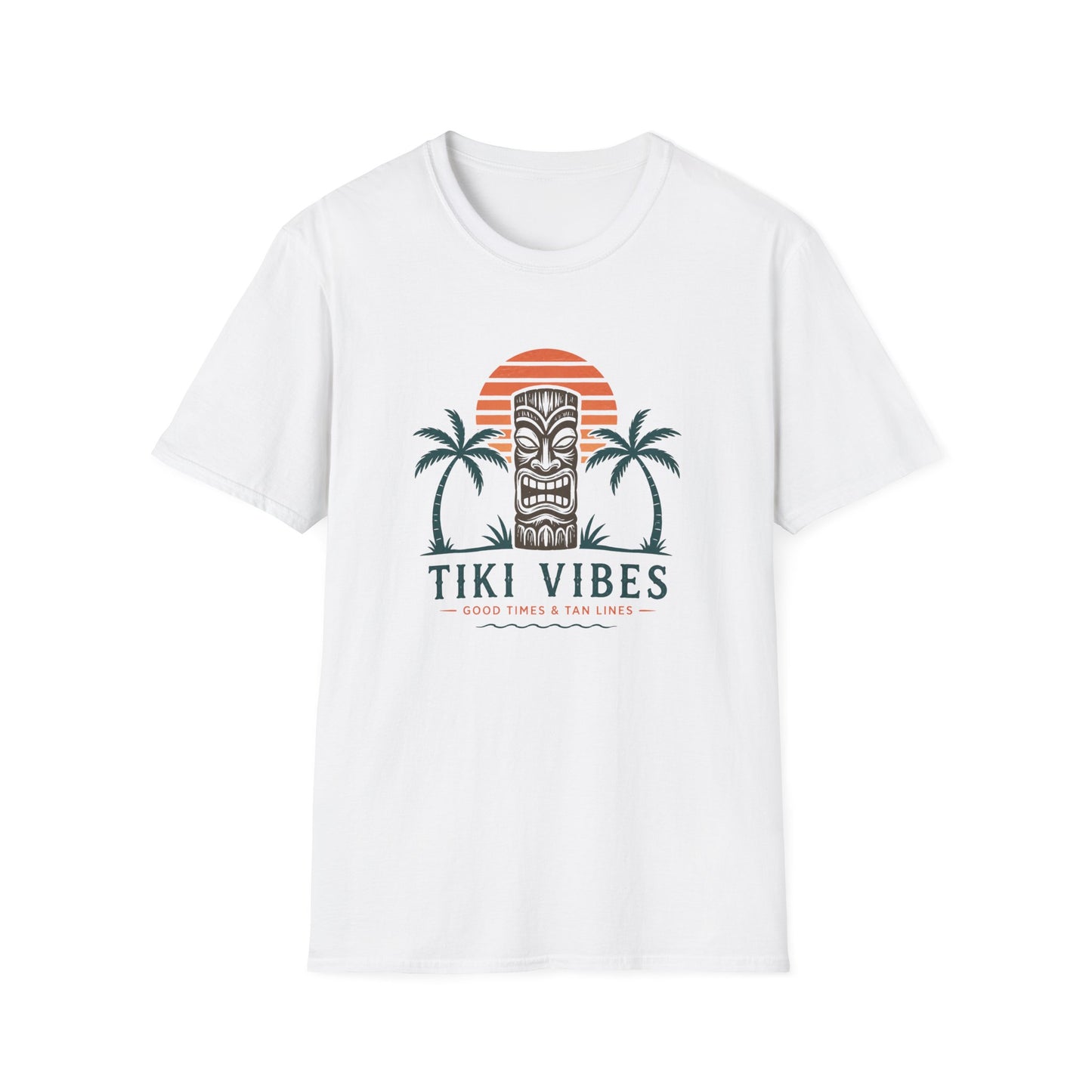 Tiki Vibes Sunset Tee (Palm Trees & Tiki Mask)