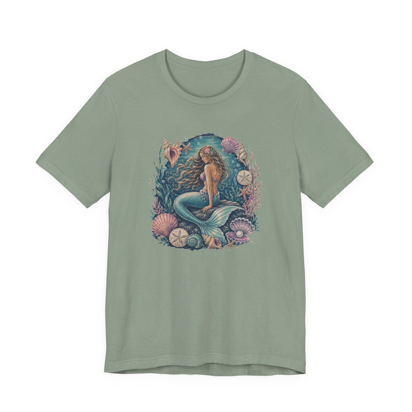 Mermaid Beach Graphic Tee - Vintage Ocean Illustration T-Shirt