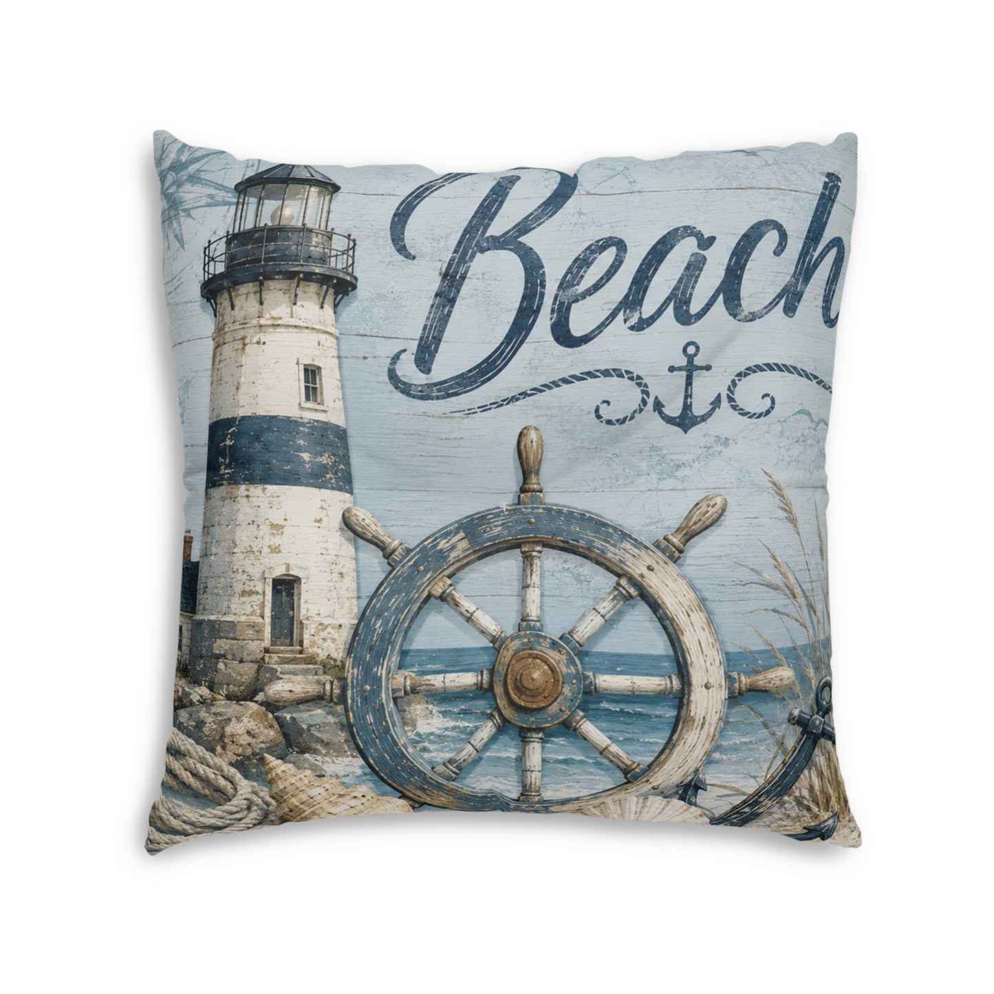 Nautical Tufted Floor Pillow, Square