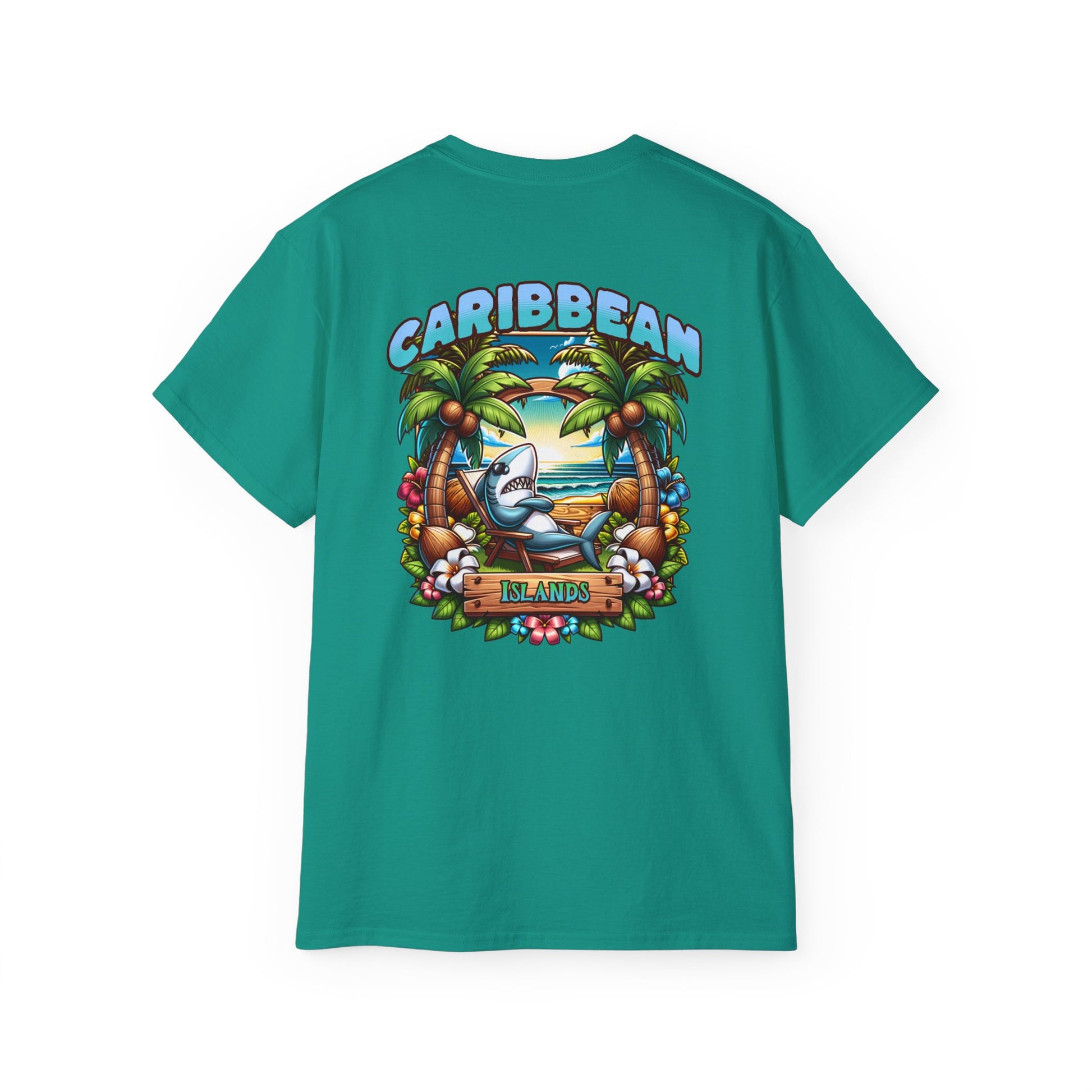 Tiki Beach Collection Caribbean Islands Unisex Ultra Cotton Tee on Caribbean Rays