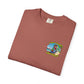 T-Shirt — "Living in Paradise and Loving It" Tropical Parrot Beach Tee