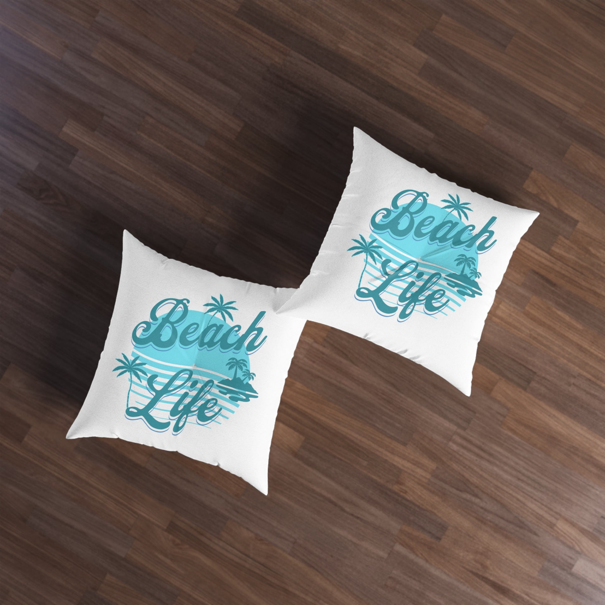 Beach Life Tufted Floor Pillow, Square - Caribbean Rays