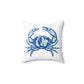 Crab Blue Spun Polyester Square Pillow on Caribbean Rays