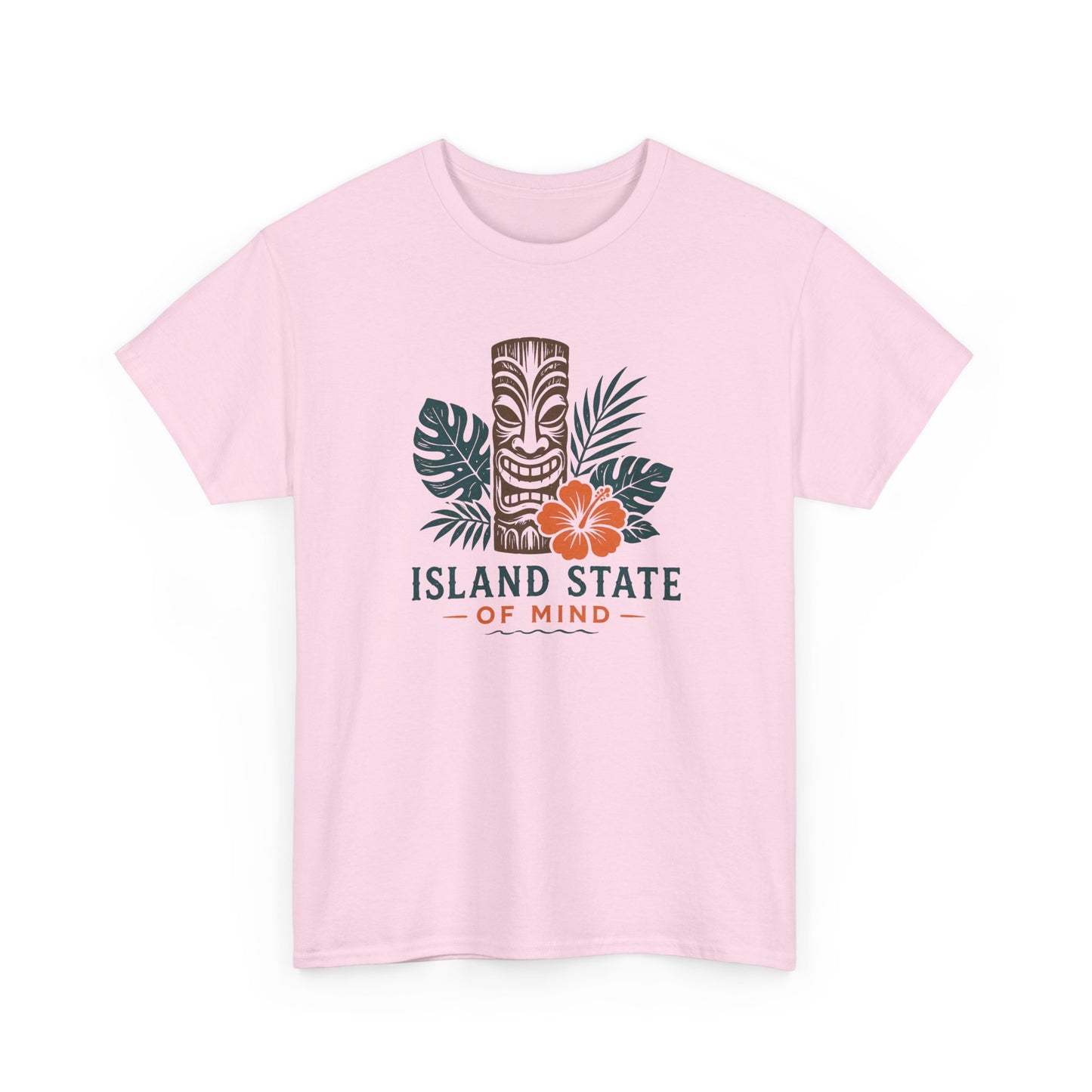 Island State of Mind T-Shirt — Tropical Tiki Tee with Hibiscus & Palm Leaves