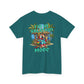 Teal t-shirt with a tropical graphic and 'I'm in Vacation Mode' text on a white background