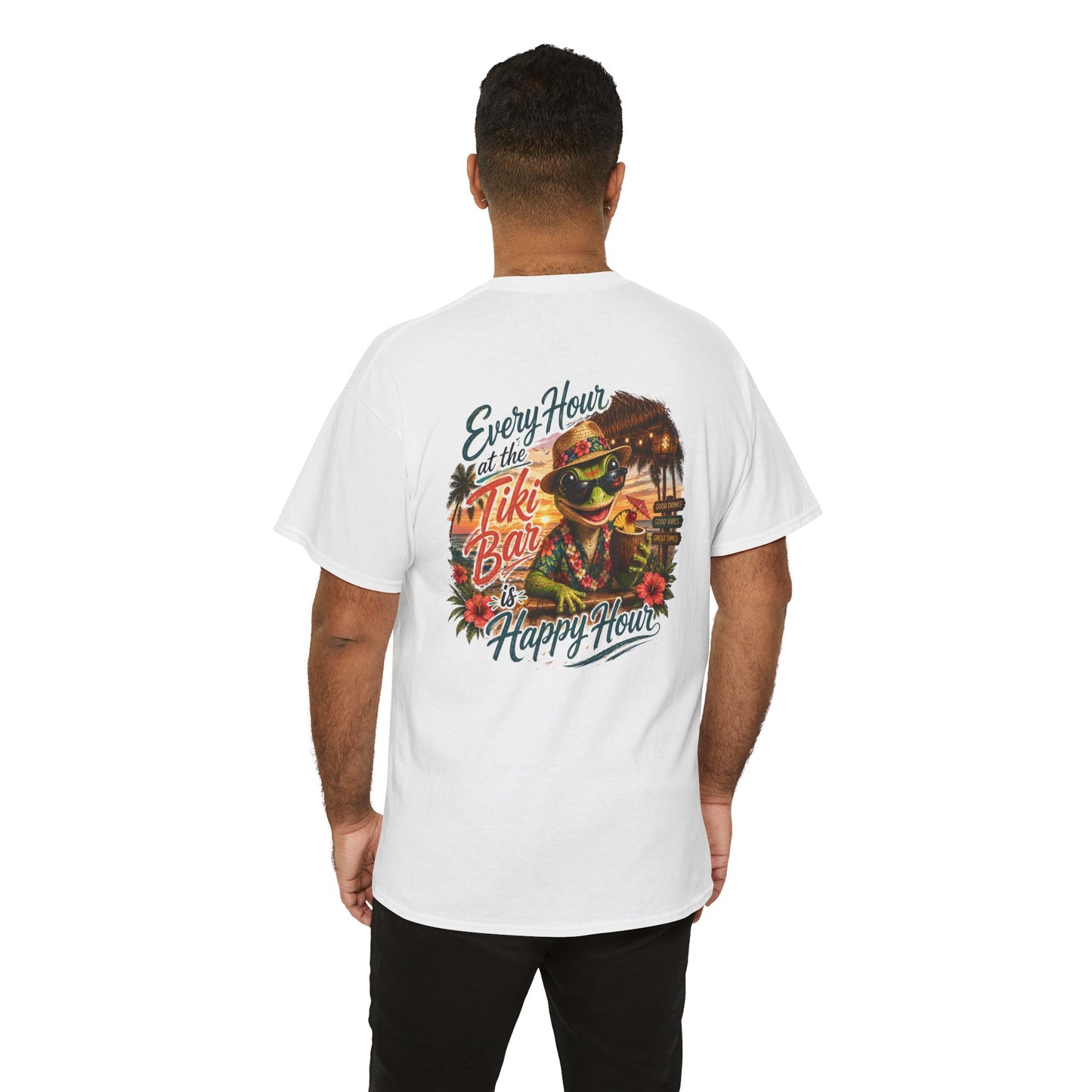 T-Shirt - "Every Hour at the Tiki Bar is Happy Hour" Vintage Tropical Tee