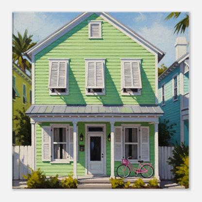   Green Key West House Canvas Wall Print at Caribbean Rays
