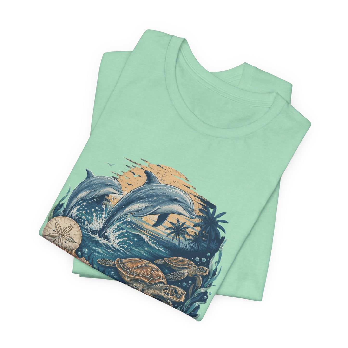 Ocean Life Tee — Vintage Dolphin & Seashell Beach Shirt