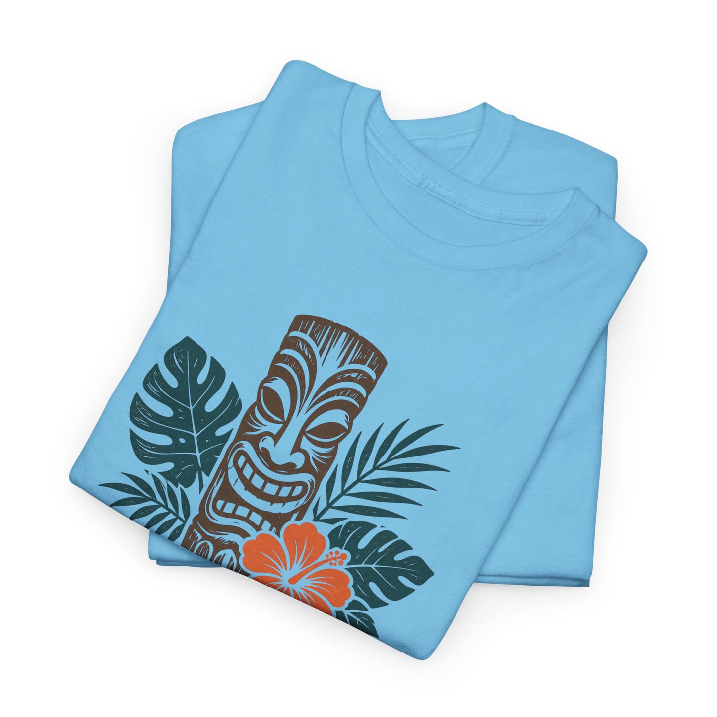 Island State of Mind T-Shirt — Tropical Tiki Tee with Hibiscus & Palm Leaves