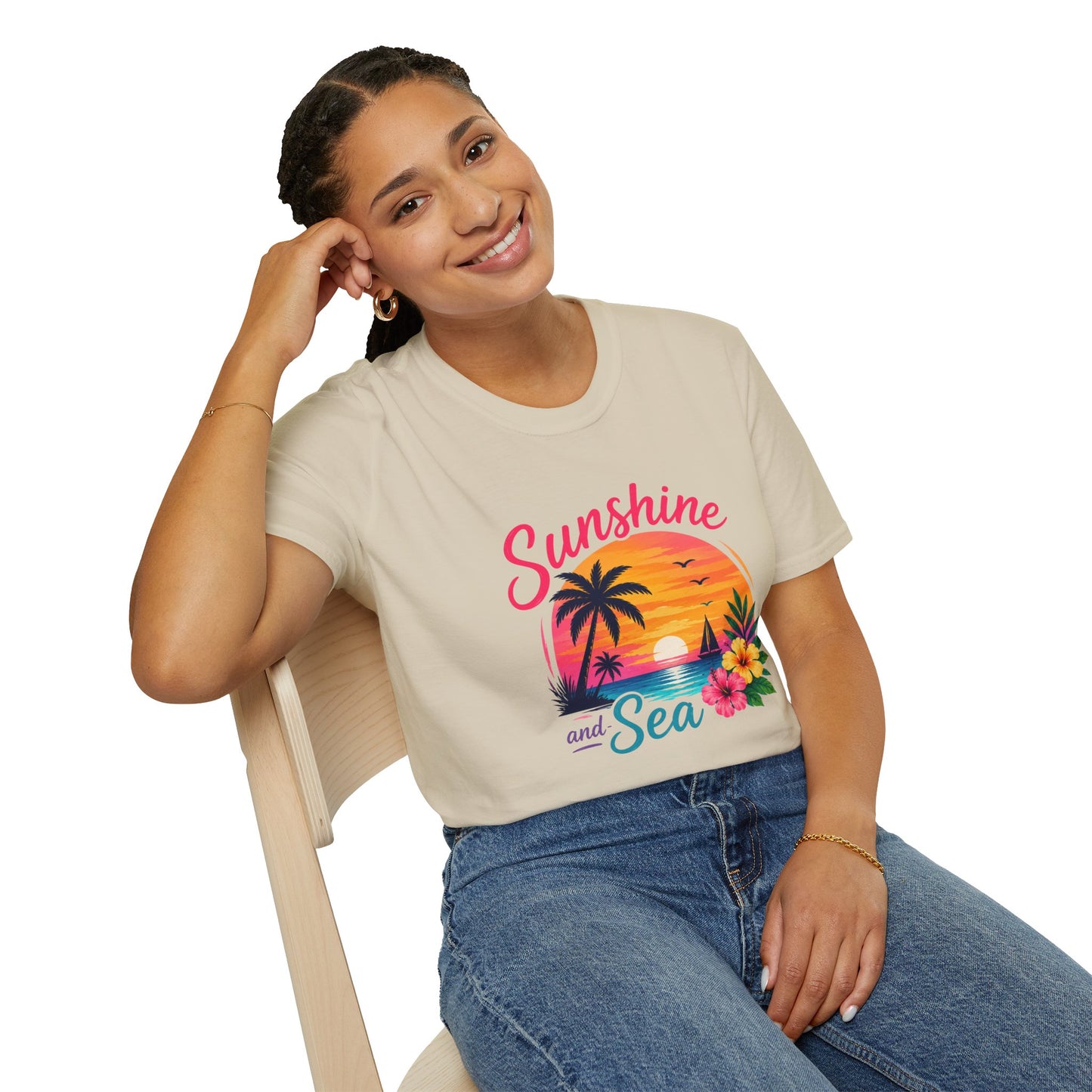 Sunshine and Sea T-Shirt — Tropical Palm Beach Sunset Tee