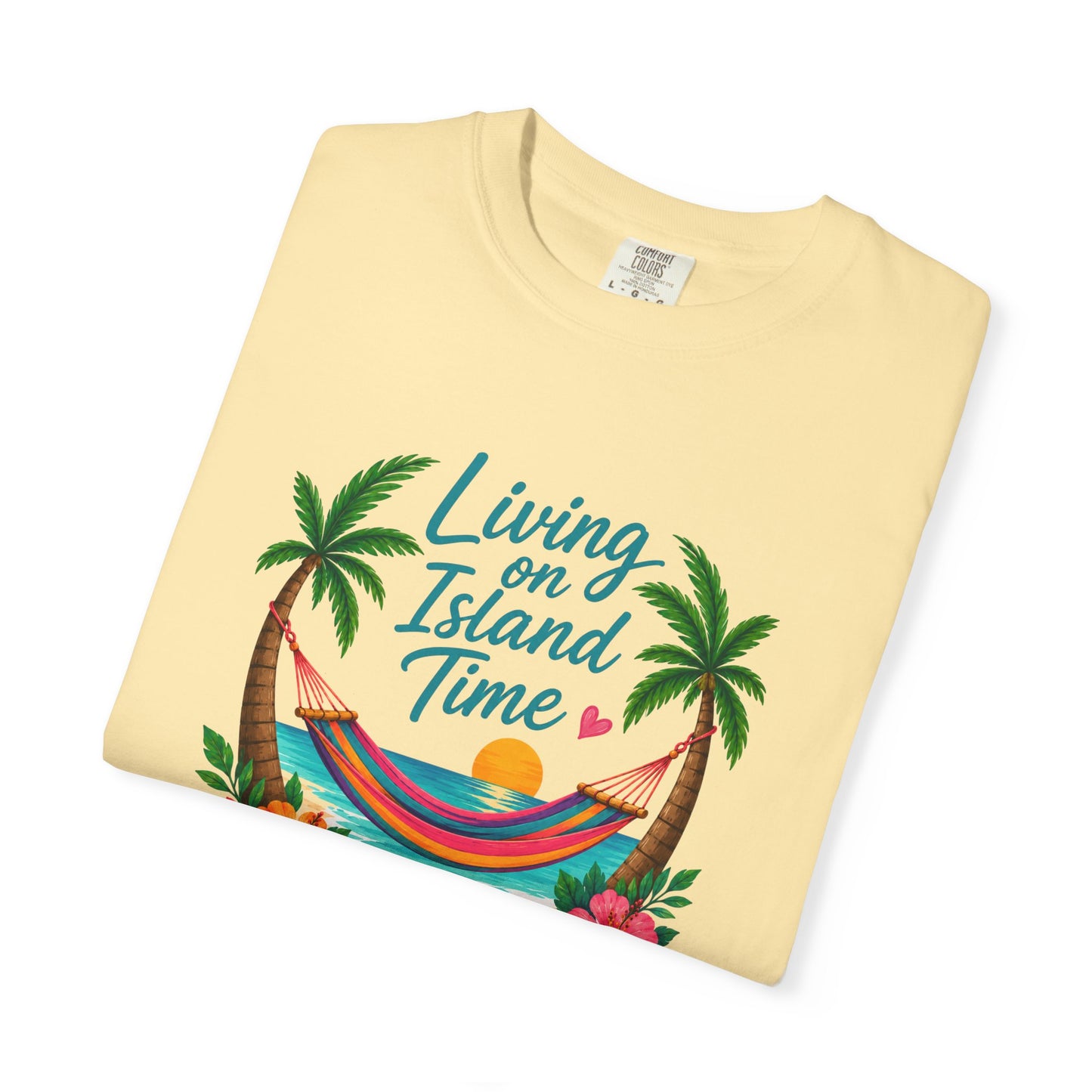 Island Time T-Shirt — "Living on Island Time" Tropical Hammock Tee