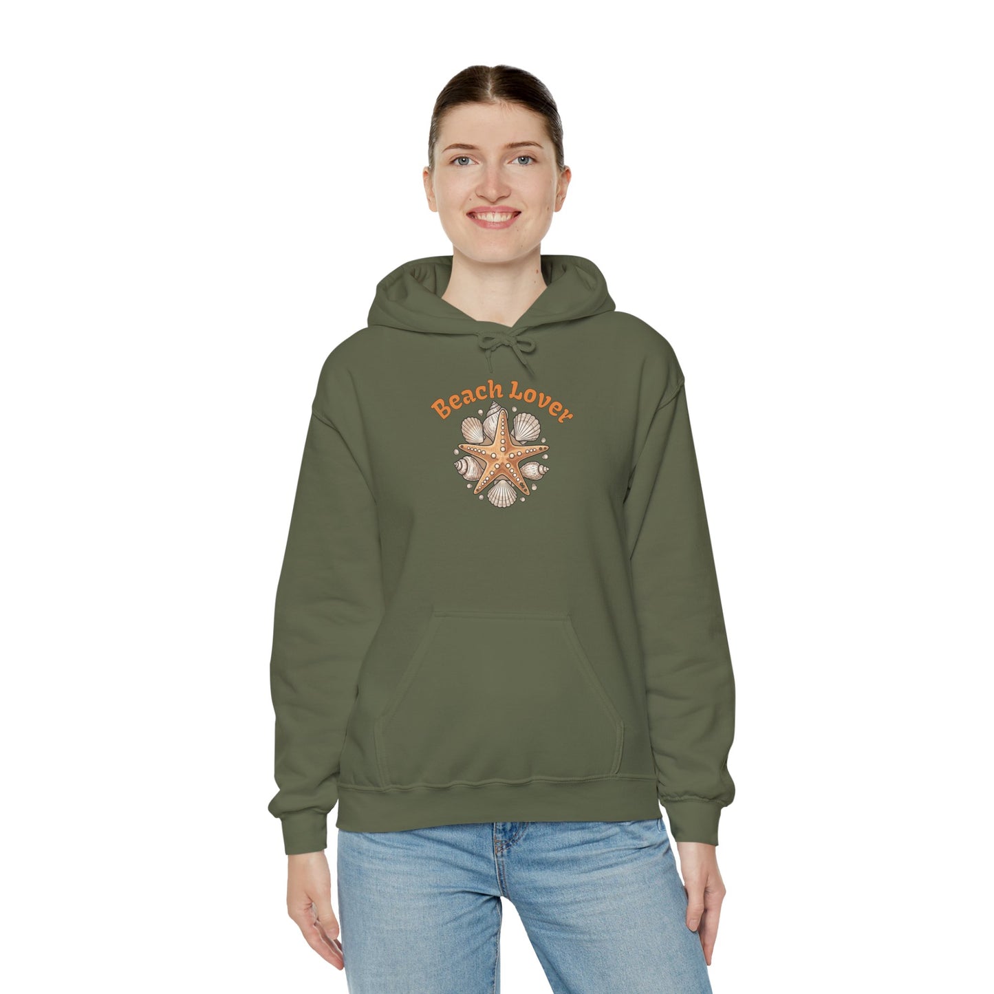 Beach Lover Starfish Hoodie — Coastal Seashell Graphic Sweatshirt