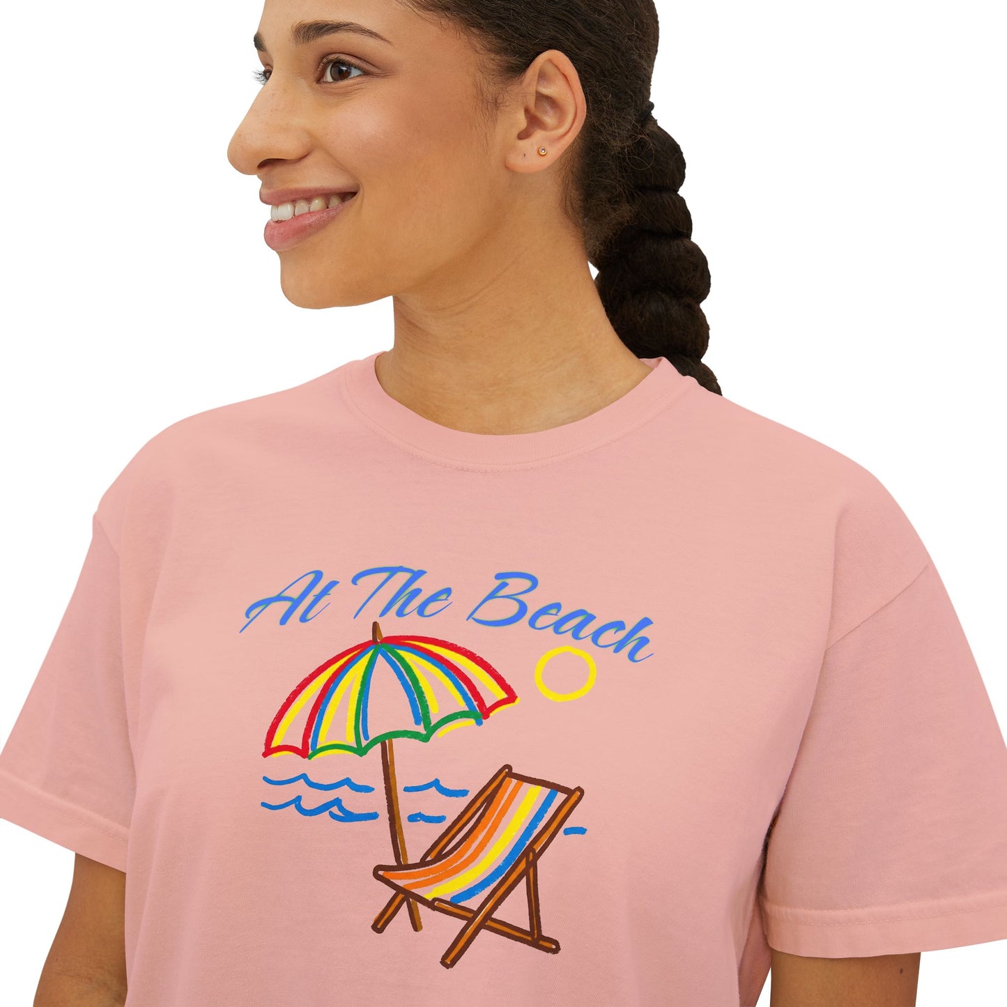 All The Beach Women's Boxy Tee – Beach Umbrella & Chair Summer Shirt