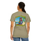 T-Shirt — "Living in Paradise and Loving It" Tropical Parrot Beach Tee
