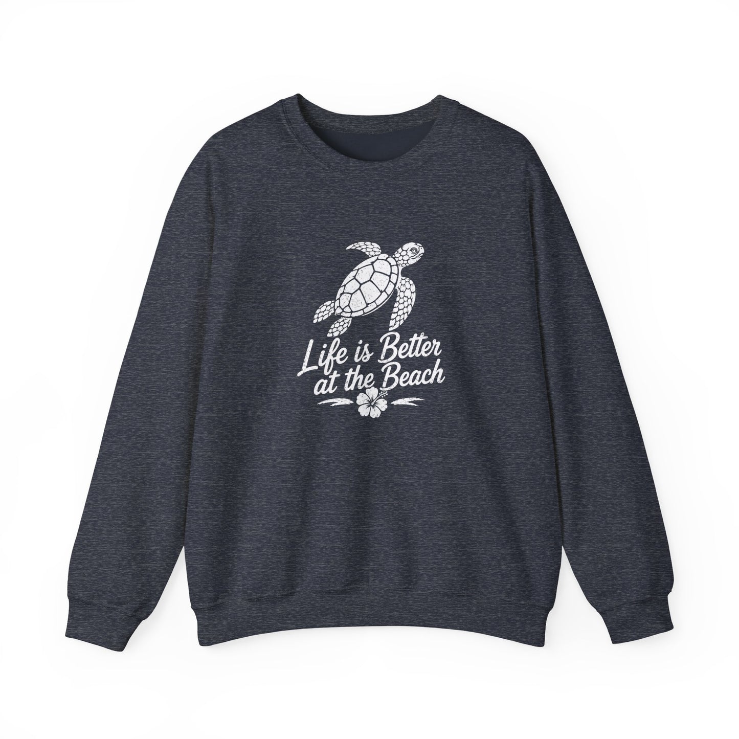 Beach Turtle Crewneck Sweatshirt — "Life is Better at the Beach"