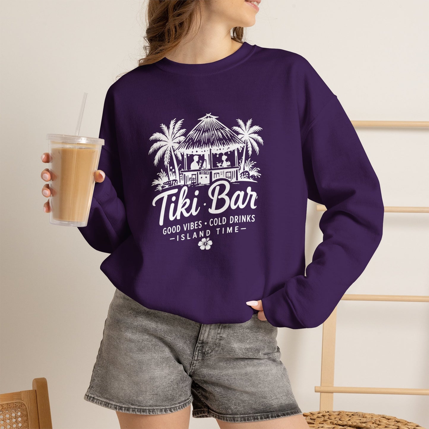 Tiki Bar Crewneck Sweatshirt – Island Vibes Graphic Pullover