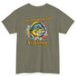 Green t-shirt with a fish graphic and text 'I'm Hooked on Fishing' on a white background