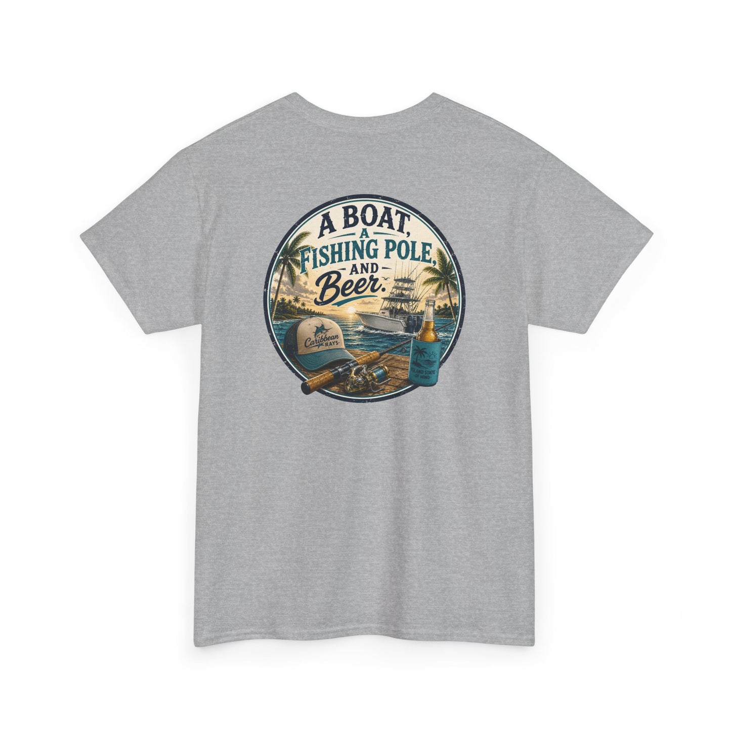 T-Shirt — "A Boat, Fishing Pole and Beer" Vintage Fishing Graphic Tee