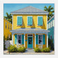 Yellow Key West House Canvas Wall Print by Caribbean Rays