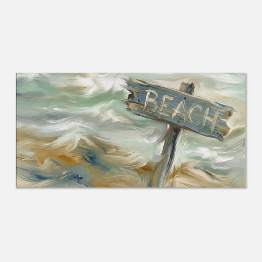  Beach Sign Distressed Canvas Wall Print at Caribbean Rays