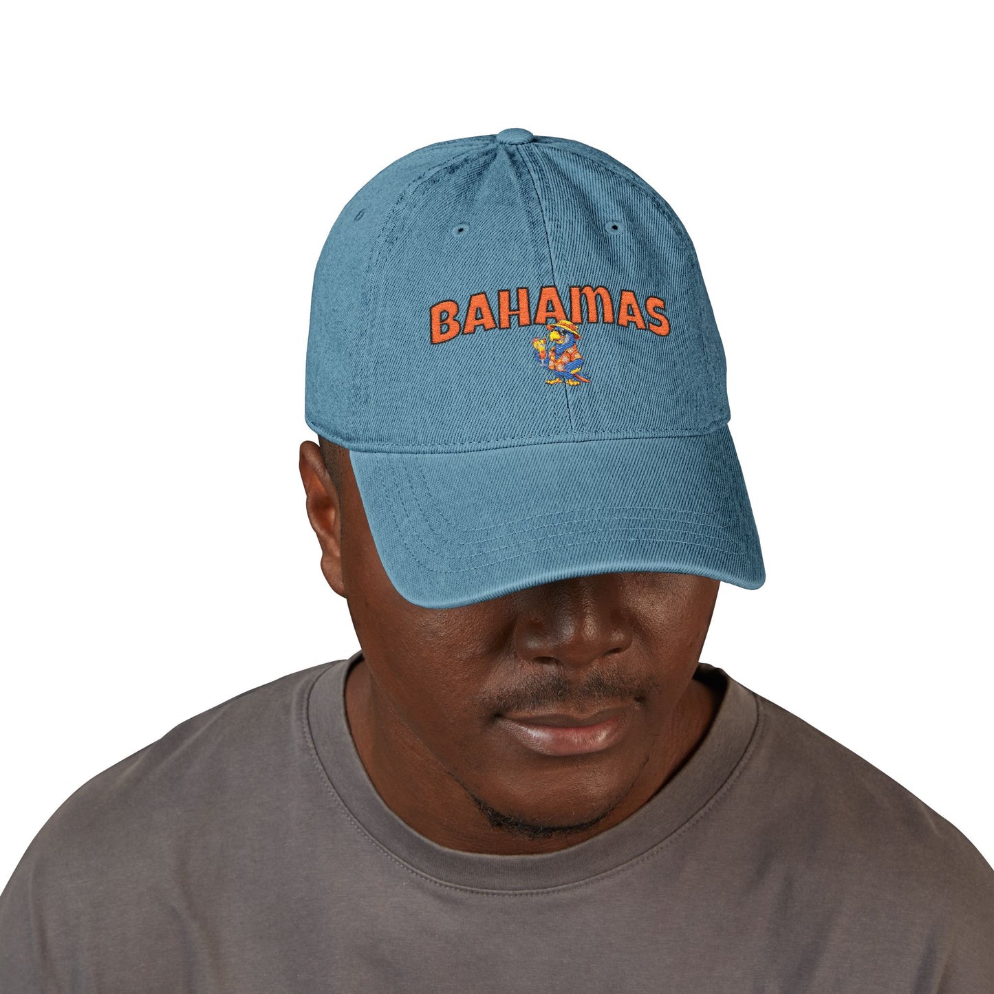 Bahamas Embroidered Parrot Cap - Denim Baseball Hat