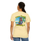 T-Shirt — "Living in Paradise and Loving It" Tropical Parrot Beach Tee