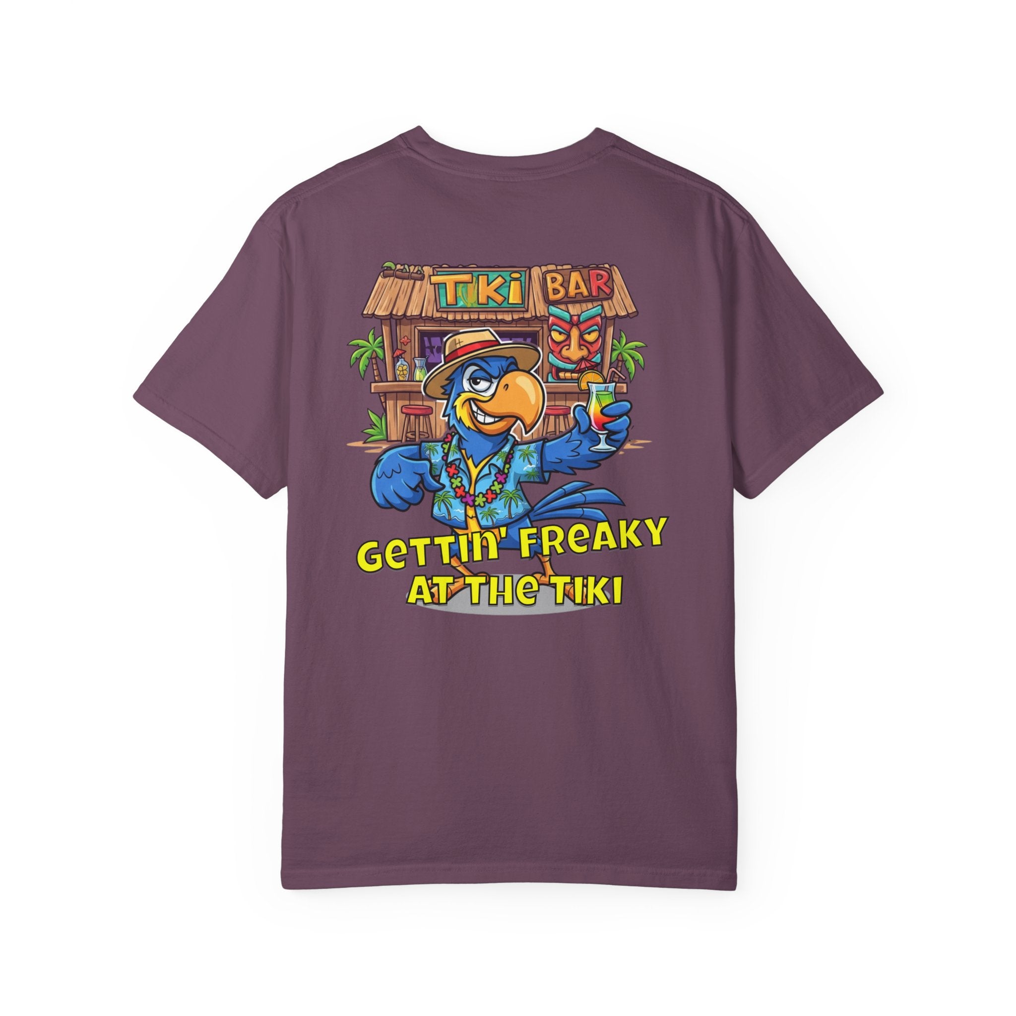 Gettin' Freaky at the Tiki Dancing Parrot Comfort Colors T-shirt