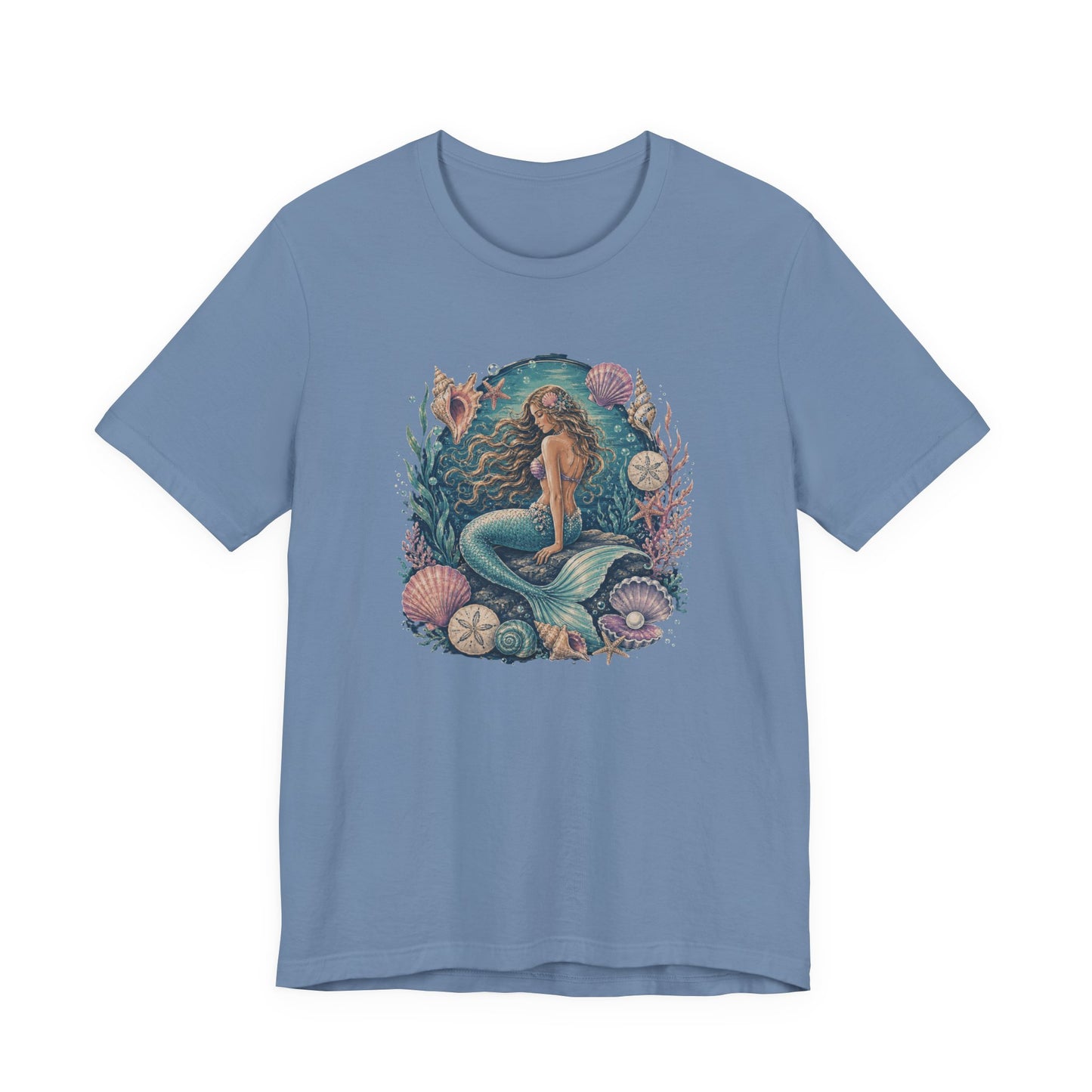 Mermaid Beach Graphic Tee - Vintage Ocean Illustration T-Shirt