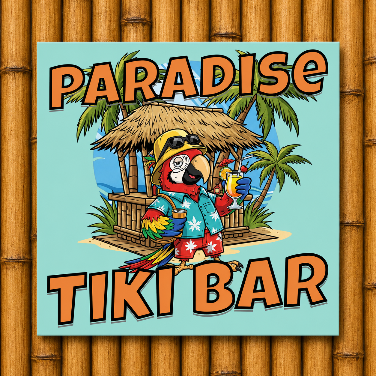 Paradise Tiki Bar Aluminum Wall Print