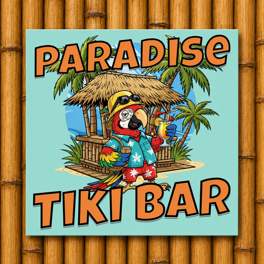 Paradise Tiki Bar Aluminum Wall Print