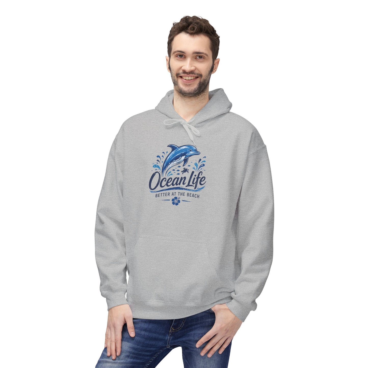 Ocean Life Hoodie - Beach Vibes Dolphin Surf Graphic