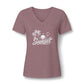 Sunset Palm V-Neck Tee – Women’s Beach Sunset Graphic Shirt