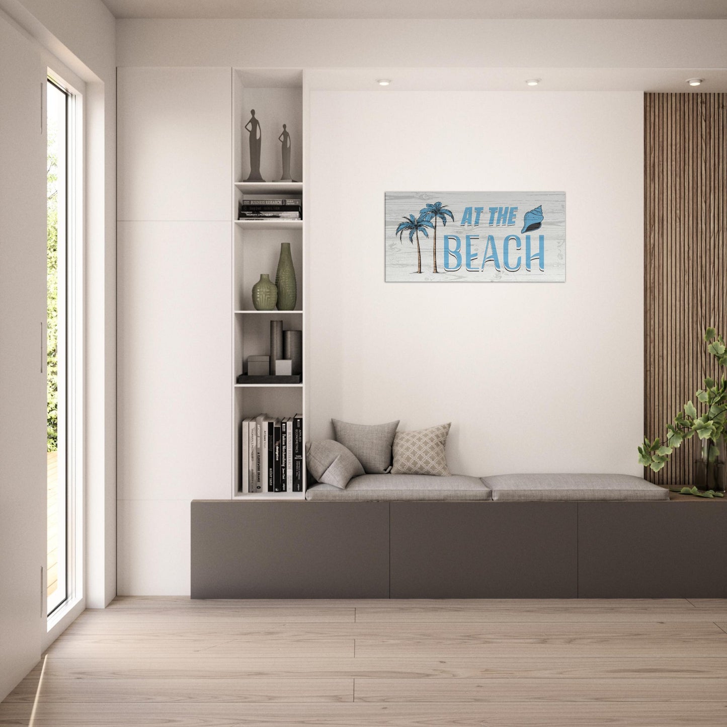 At the Beach Large Blue Canvas Wall Print on Caribbean Rays