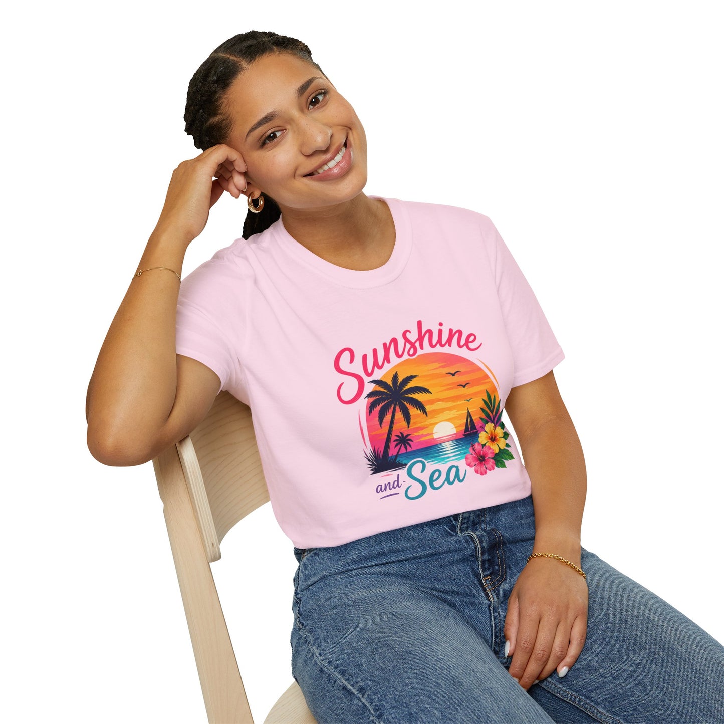 Sunshine and Sea T-Shirt — Tropical Palm Beach Sunset Tee