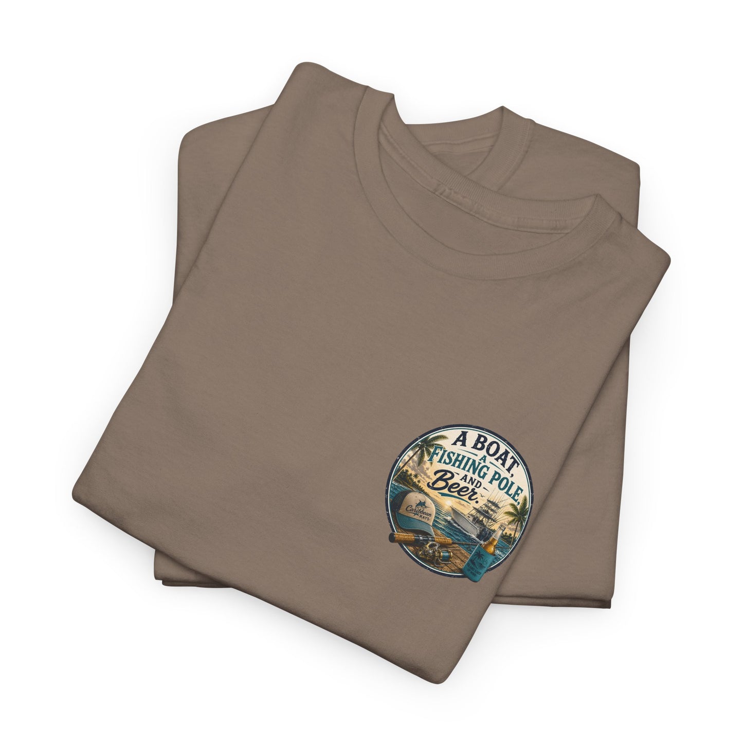 T-Shirt — "A Boat, Fishing Pole and Beer" Vintage Fishing Graphic Tee