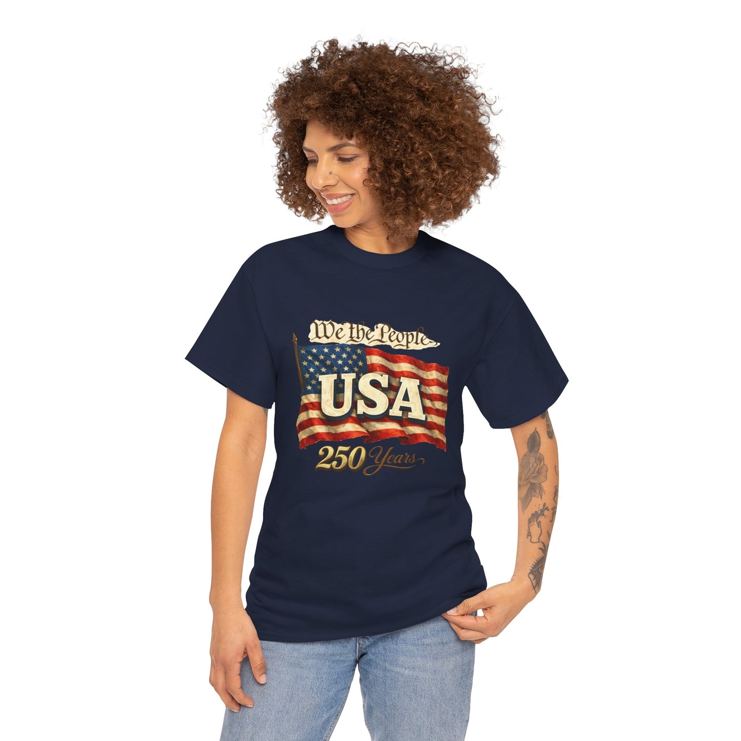 USA 250 Years Vintage Flag T-Shirt — "We the People" Patriotic Tee