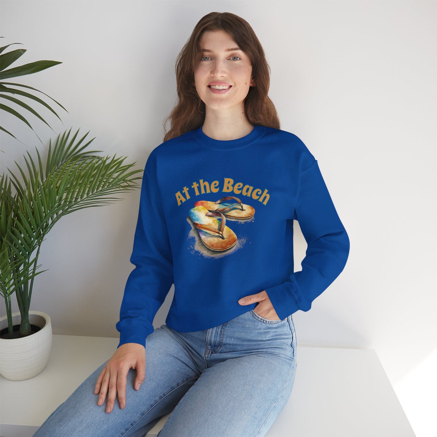 At the Beach Flip Flop Unisex Sweatshirt - "At the Beach" Flip Flop Design