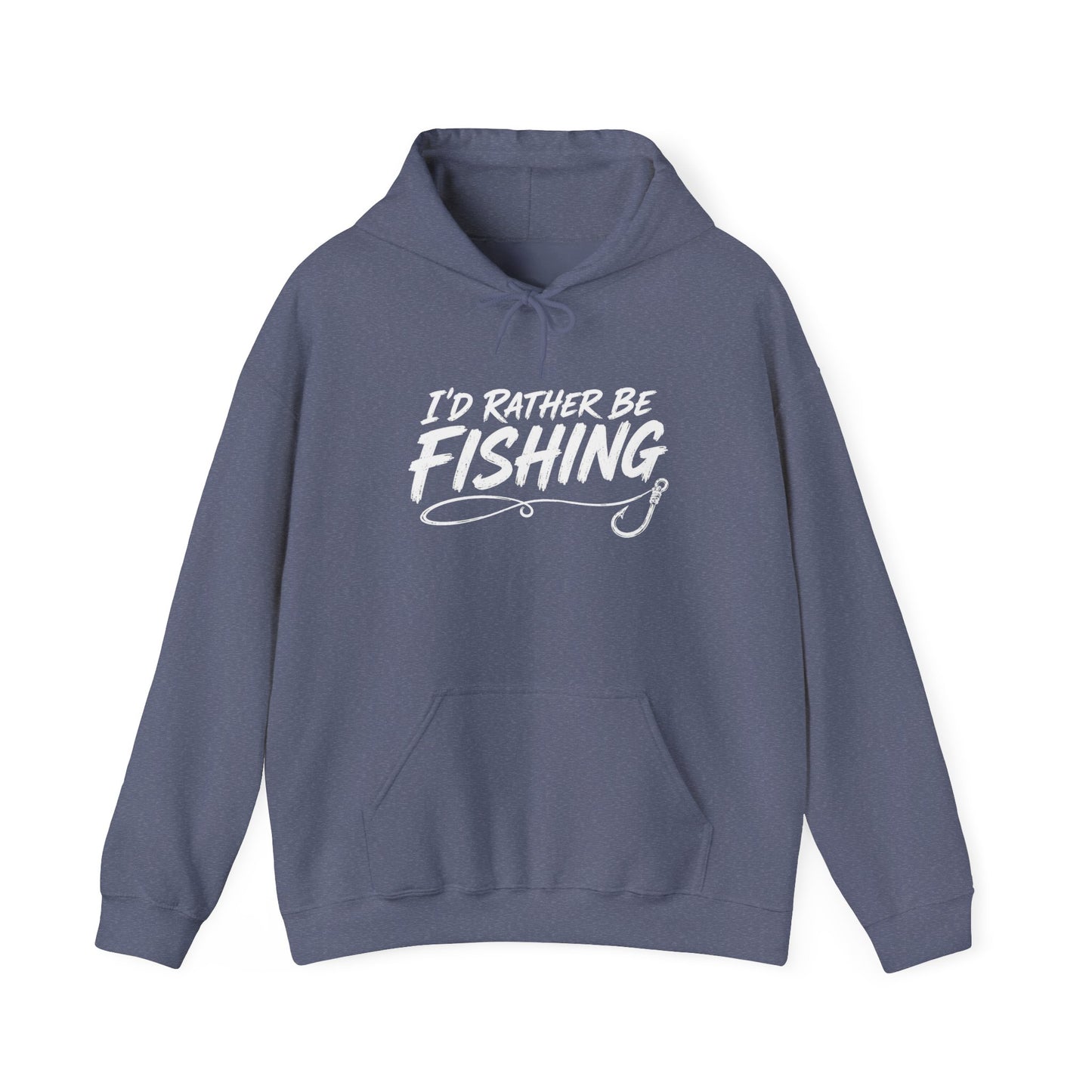 Fishing Hoodie – "I'd Rather Be Fishing" Graphic Pullover for Anglers