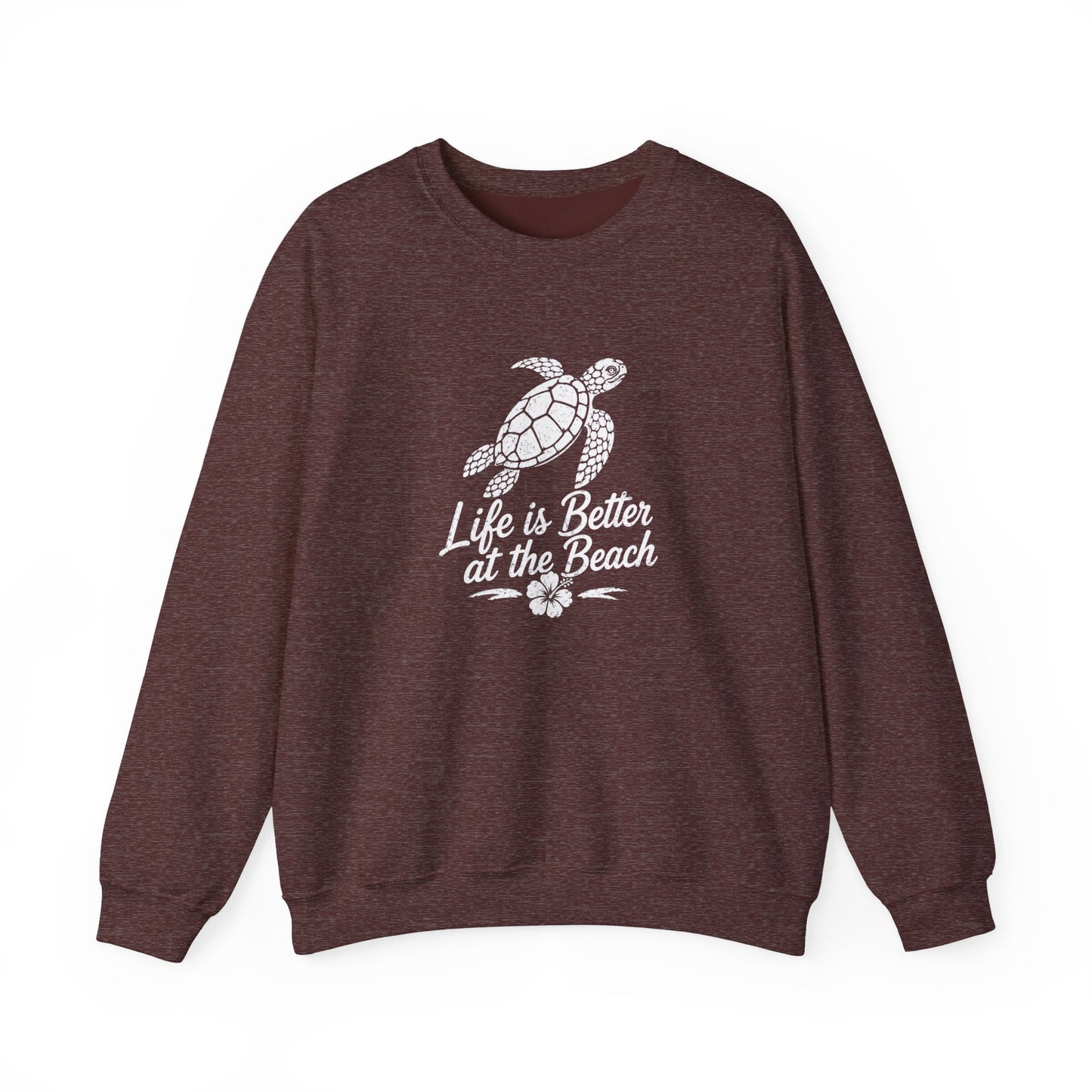 Beach Turtle Crewneck Sweatshirt — "Life is Better at the Beach"