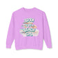 Lavender sweatshirt with 'Born to be a Beach Girl' text and shell graphics on a white background at Caribbean Rays