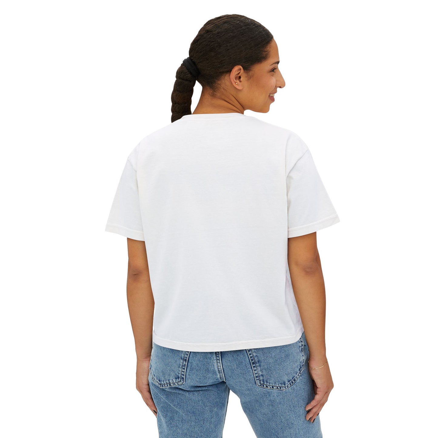 Beach Days Boxy Tee — Tropical Palm Beach Graphic for Women